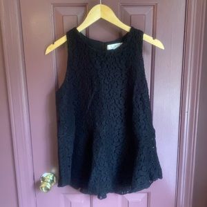 Loft M textured lace peplum sleeveless top